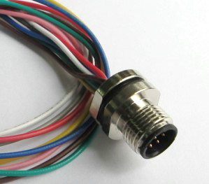 5-1 M12X1－针型带线插座，安装螺纹M12X1（多种螺纹可选）,板后旋紧式，3针-12针型可选，自带电缆，IP67,A编码、B编码、D编码，屏蔽电缆或屏蔽电缆)