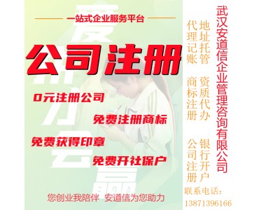 武汉注册公司网站代办工商营业执照服务