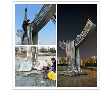 开封海纳公园主题雕塑 大型不锈钢抽象帆船雕塑